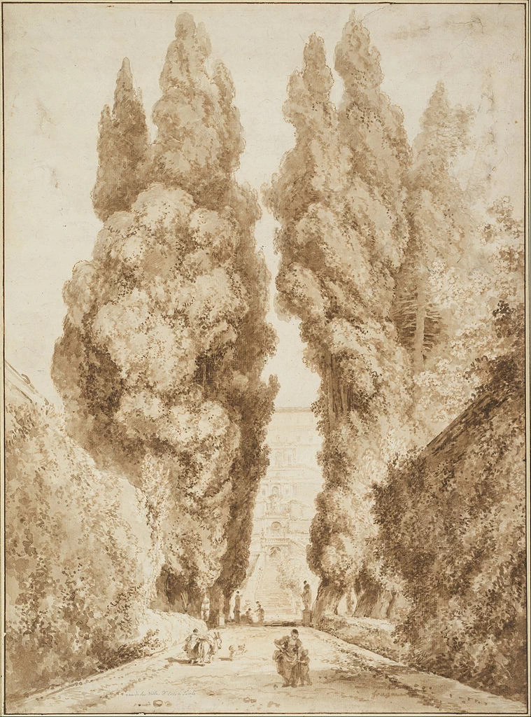 Cypress Avenue at the Villa d`Este in Tivoli, 1774 - Albertina, Vienna